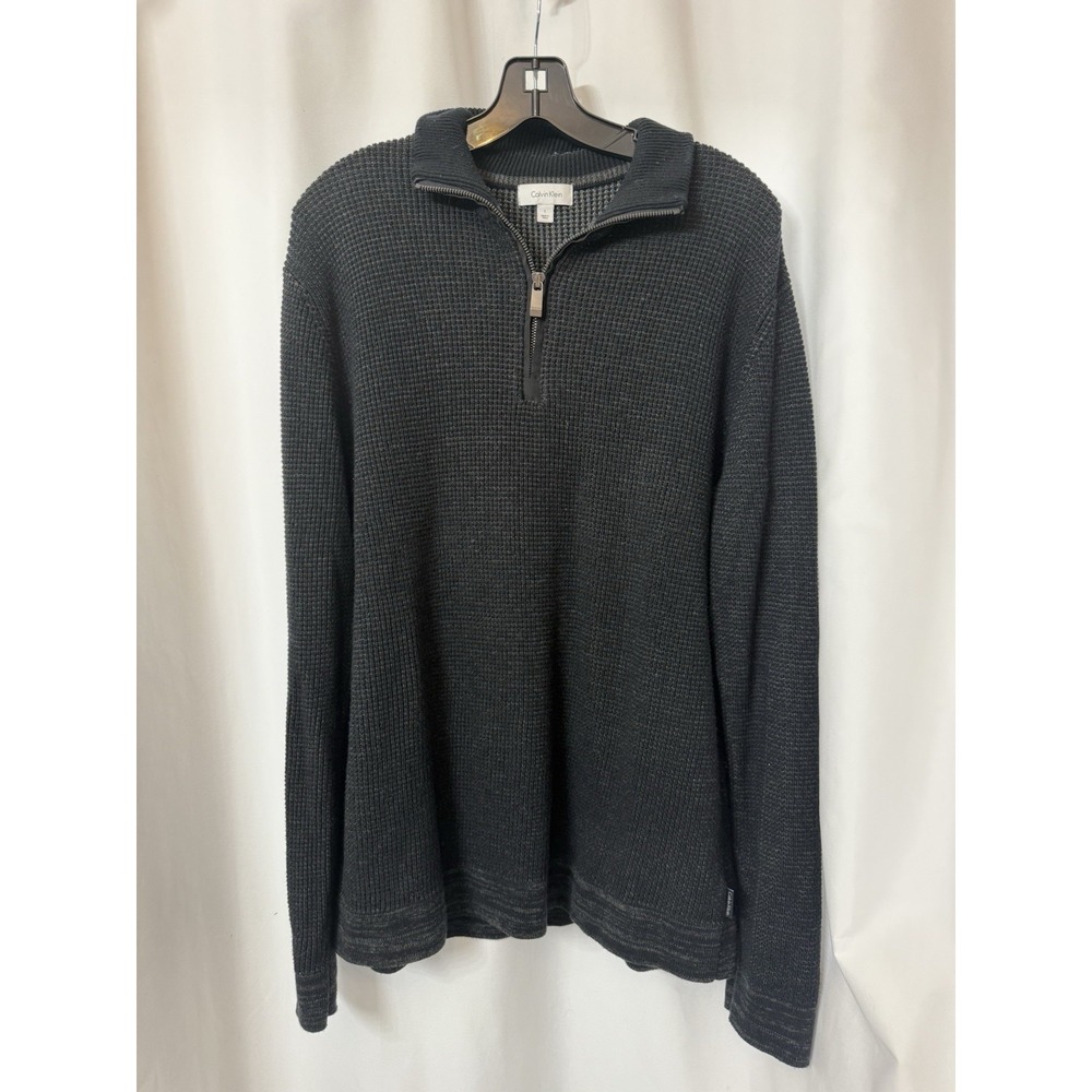 Calvin Klein Sweater Men Large Cotton Blend Knit Long Sleeve 1/4 Zip J71